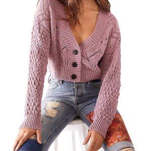 Free People Chloe Cardigan Sweater Lilac M